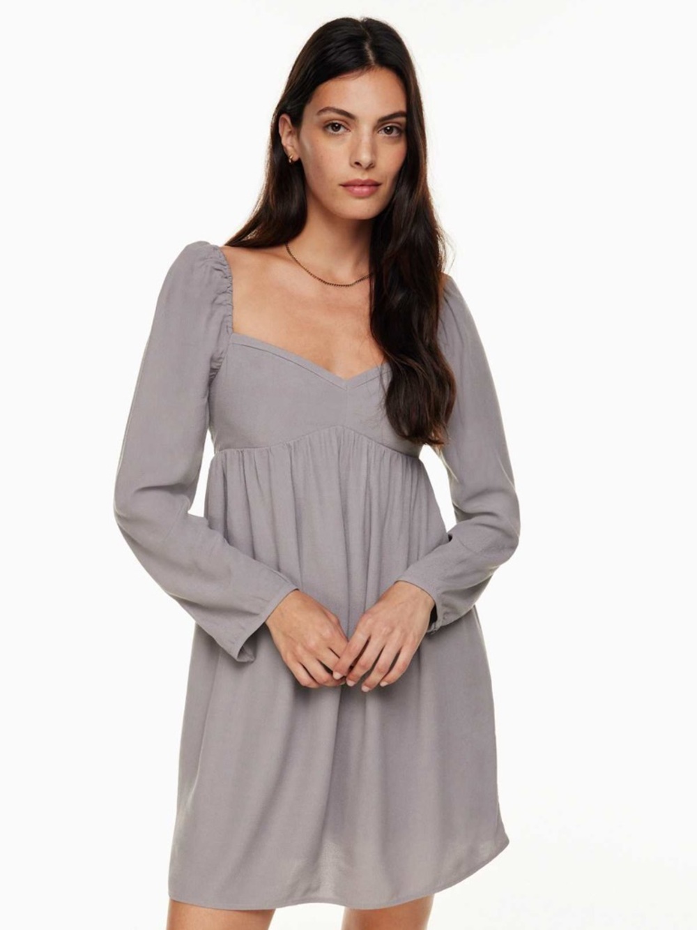 Sunday Best Taupe Long-Sleeve Gathered A-Line Dress - Halle